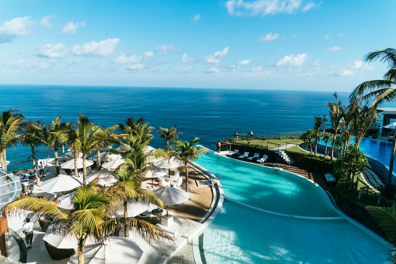 A luxury tropical resort overlooking the ocean